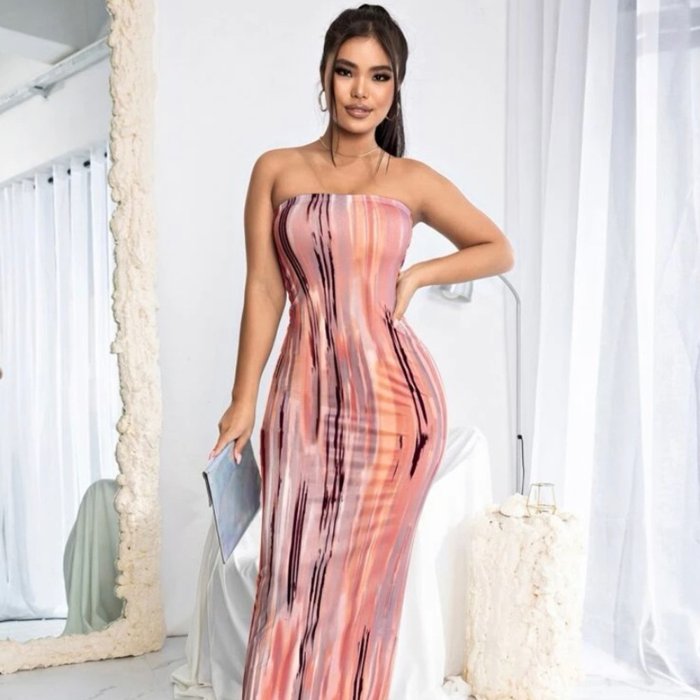 Tie dye tube top dress